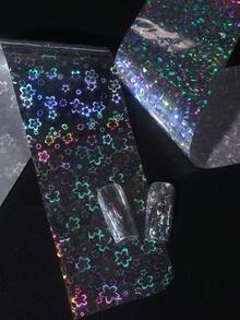 10款炫彩全息美甲转印贴纸，激光星空闪粉美甲贴，全覆盖闪亮花卉美甲贴花，DIY美甲用品，女士适用 - 彩色 - 查看 3