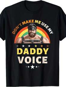 No me obligues a usar una camiseta con el eslogan "Orgullo de Oso Gay con Tono de Papá" - Diseño divertido, camiseta de manga corta con estrella arcoíris y tono de papá, unisex, regalo perfecto para papás y aliados homosexuales, blusas para mujer, blusas, blusas casuales para dama, blusas casuales para dama, tops de mujer, tops, unisex. - Negro - Ver 1
