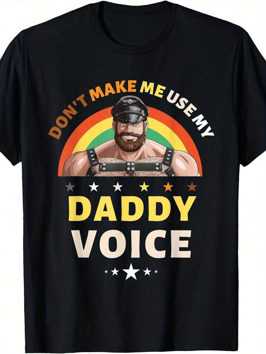 No me obligues a usar una camiseta con el eslogan "Orgullo de Oso Gay con Tono de Papá" - Diseño divertido, camiseta de manga corta con estrella arcoíris y tono de papá, unisex, regalo perfecto para papás y aliados homosexuales, blusas para mujer, blusas, blusas casuales para dama, blusas casuales para dama, tops de mujer, tops, unisex. - Negro - Ver 1