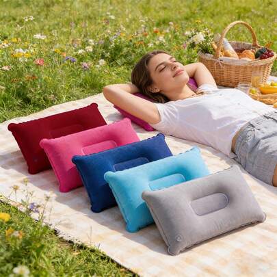 [Free Shipping]2pcs Inflatable Travel Pillow, Portable Ultralight Inflatable Camping Pillow With Neck & Lumbar Support, Washable Blow Up Air Pillow For Airplane, Car, Office Nap, Hiking, Backpacking, Multifunctional Travel Pillow For All Occasions
