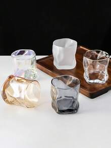 1个不对称造型耐热玻璃杯，独特设计，美观大方，适用于盛装水、啤酒、咖啡 - 彩色 - 查看 1
