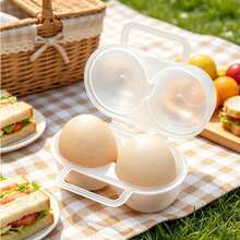 Sturdy PP Polypropylene Egg Carrier Box, Dual Compartment Design To Protect Eggs, Solid Color Anti-Shock, Outdoor Egg Storage - White Transparent - View 1