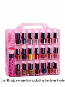 1 Peça Caixa de Armazenamento de Esmalte de Unha, Adequada para 48 Frascos, Suporte de Esmalte de Unha em Gel de Dois Lados, Com Placa Divisória Ajustável - Retângulo - Visão 10