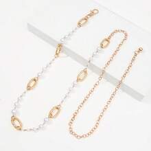 1 chiếc dây đeo eo nữ, dây đeo eo mạ vàng đính ngọc trai giả sang trọng, có thể điều chỉnh độ dài, phù hợp với váy/quần jeans, đi nghỉ mát, dự tiệc, quà tặng ngày Valentine/phụ kiện ngày lễ - Dây đeo eo bằng ngọc trai vàng - Xem 6