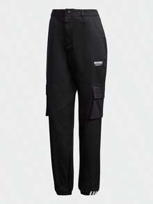 Adidas Women Casual Loose Drawstring Waist Cargo Pants, Spring/Autumn - Black - View 1