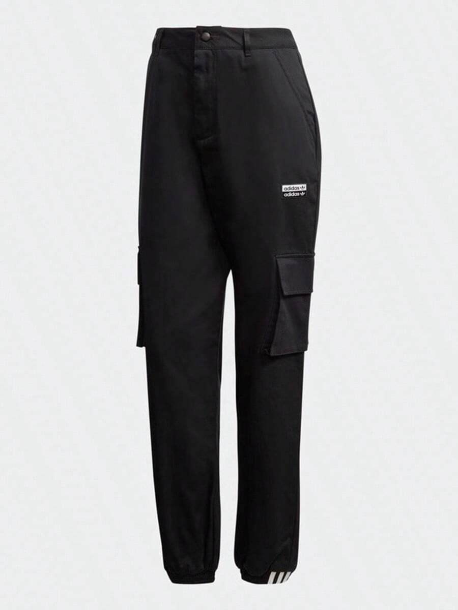 Adidas Women Casual Loose Drawstring Waist Cargo Pants, Spring/Autumn - Black - View 1