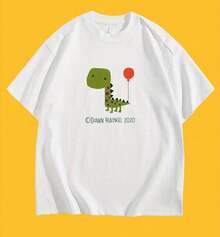 Camiseta de cuello redondo con diseño creativo y divertido de dibujos animados, de algodón puro, estilo casual de verano, manga corta, estilo vintage urbano, unisex, holgada, de algodón, con cuello redondo y manga corta. - Blanco - Ver 1