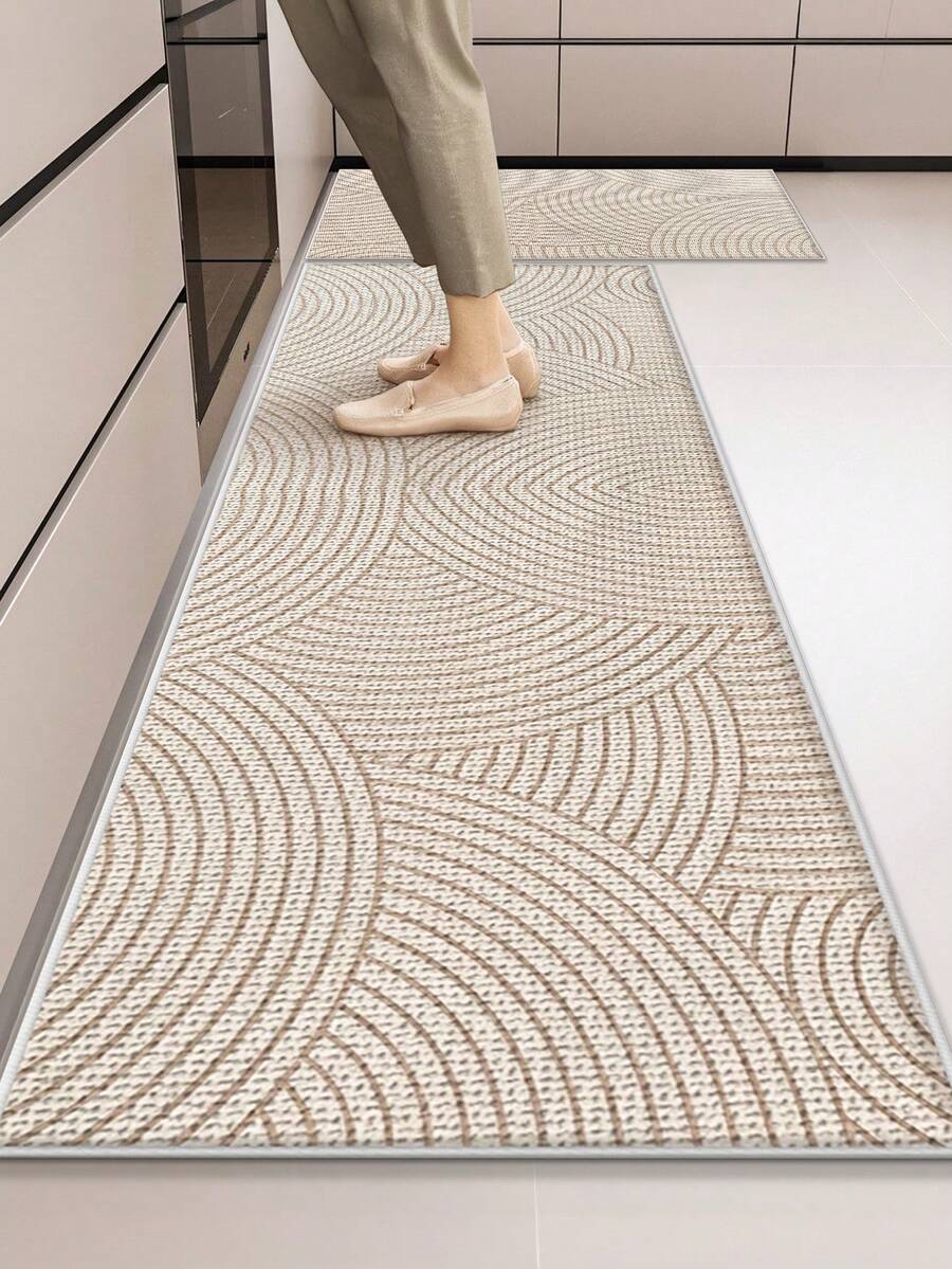 1pc Colorful Geometric Print Kitchen Runner Rug, Nordic Luxury Style, Thick Fabric With Comfortable Foot Feel, Easy Care Machine Washable, Practical Entryway Doormat For Kitchen, Laundry Room, Dining Room And Indoor Areas