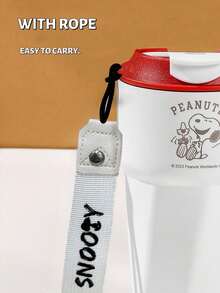 SNOOPY 1 Peça Copo Térmico Isolado a Vácuo de Aço Inoxidável de 450ml, Caneca de Café de Grande Capacidade, Copo para Carro, Copo Portátil com Palha e Tampa para Uso Externo, Mantém as Bebidas Frias - Multicolorido - Visão 9