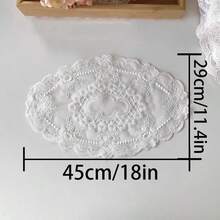 1pc Vintage French Oval Lace Pad, Decor Display Prop, Tablecloth, Jewelry Mat, Placemat, Minimalist & Fresh - Multicolor - View 18