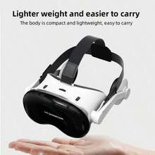 3D移动VR头显 - 可调节VR眼镜，提供高清沉浸式3D观看体验和逼真的游戏性能，配备舒适的鼻托和内置耳机，通用兼容/安卓智能手机，便携式虚拟现实眼镜，适用于电影和游戏 - 白色 - 查看 5