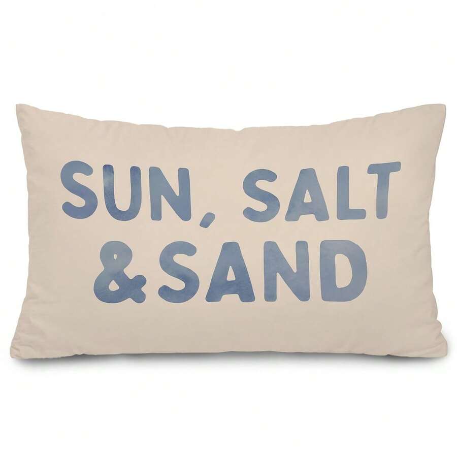 1pc Coastal Beach Seashell Pillow Cover, Coastal Beach Room Decor, Preppy Blue Seashell Nautical Ocean Beachy Decorative Lumbar Pillow Covers For Home Bedroom Living Room (Single Side, No Pillow Core) - 12*20inch - View 1