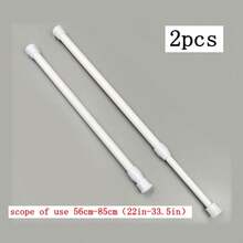 1/2pcs No-Drill Multifunctional Telescopic Rod, Easy To Install, Suitable For Shower Curtain Rod, Balcony Clothesline, Wardrobe Hanging Rod, Curtain Rod, Window Curtain Rod Bracket, Bathroom Accessories - White - View 12