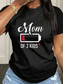 Playera de mujer 100% algodón manga corta cuello redondo diseño gráfico de frase y batería estilo divertido para verano - Negro - Ver 6