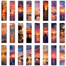 6/12/24pcs Sunset Landscape Bookmarks/Index Cards/Bookmarks, Artistic Paper Bookmarks, Decorative Cards For Novels, Textbooks, Reading Books, Random Styles - Rectangle - View 2
