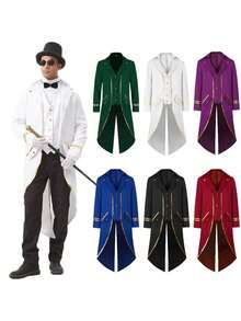 Cosplay Clothing - Black Tuxedo With Gold Trim - View 2