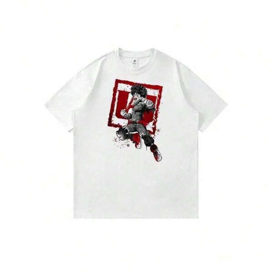 Camiseta de cuello redondoMy-Heros-Academia-Izuku-Midoriyas Summer Anime Character Print T-Shirt Unisex Crew Neck Casual Streetwear Tops,Camiseta con estampado kawaii,Top de estilo urbano hip-hop,blusas para mujer,La elección perfecta para tus atuendos de San Valentín,afiliado ,camiseta masculina con gráfico divertido,Prenda masculina de moda - Blanco - Ver 1