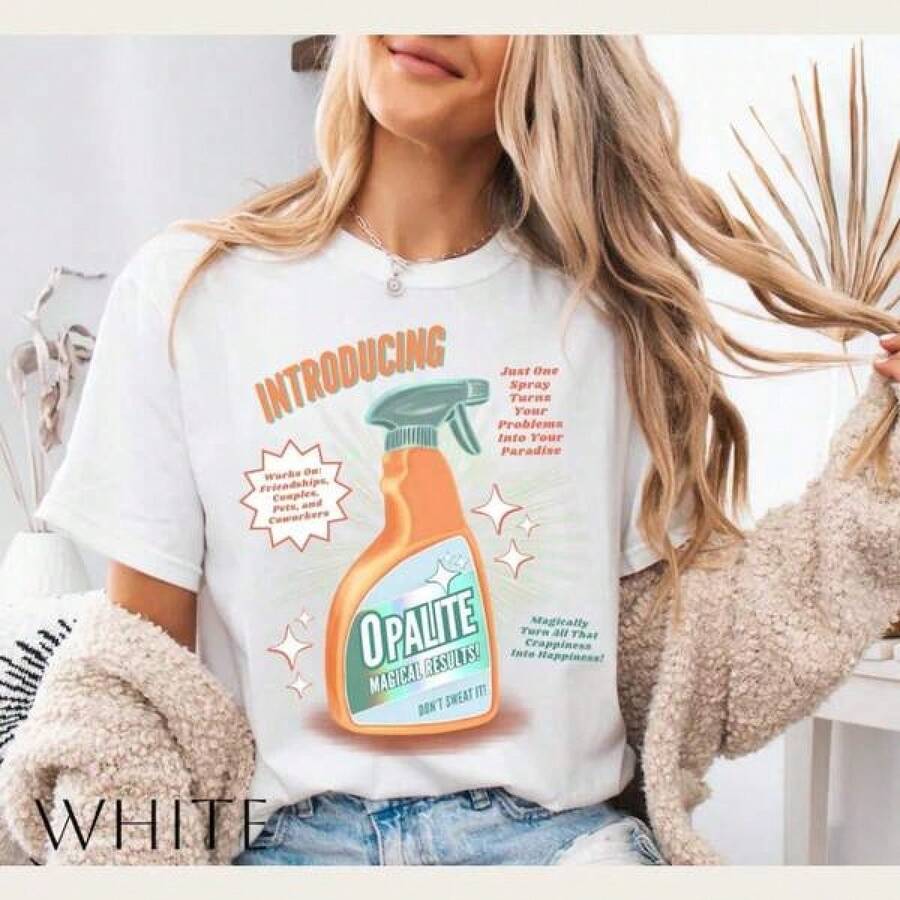 Camisetas estampadas para mujerRetro Ad Style Graphic T-Shirt Opalite Inspired Pop Culture Tee,Camiseta gráfica para hombre,Top de estilo urbano hip-hop,Camiseta holgada de estilo retro para hombre,blusas para mujer,La elección perfecta para tus atuendos de San Valentín - Blanco - Ver 1