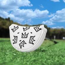 1pc Cheese Crown Design Golf Putter Cover, Small Half-Moon Shaped Putter Head Cover, PU Material With Premium Embroidery, Suitable For Most Brands - Multicolor - View 3