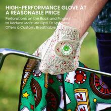 FINGER TEN Fashion Golf Glove For Men, Left Hand With Ball Marker, 1 Pack, Suitable For Right-Handed Golfers, All-Weather Grip, Comfortable, Confident Swing, Breathable Soft Men's Golf Glove For Outdoor - White - View 6