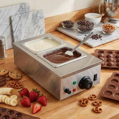 Máquina Comercial para Templar Chocolate de 2 o 3 Tanques con Control Digital de Temperatura y Baño de Agua para Derretir Chocolate Queso Crema Caramelo para Panaderías Hoteles Restaurantes