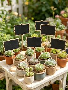6pcs Desktop Chalkboard Labels - Vintage-Style Erasable Mini Chalkboards With Stands. Ideal Decorative Tags For Holiday Parties, Home Bars, Cakes, And Floral Arrangements. Perfect For Use At Birthday Parties, Graduation Parties, Themed Events, Anniversaries, Wedding Ceremonies, Housewarming Parties, Bridal Showers, And More. - Multicolor - View 2
