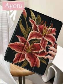 Ayotu 刺绣芙蓉花图案保护套，兼容 iPad 10.2 英寸 2021/2020 第九/八代，兼容三星 Galaxy Tab A8 10.5 英寸 2022，带笔槽，兼容 Kindle Paperwhite 第十二代 2024，支持自动睡眠/唤醒功能，时尚保护套。 - 彩色 - 查看 6