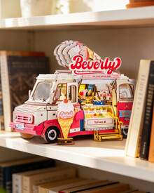 Robotime Rolife 3D Wooden Puzzles For Adults - Ice Cream Truck Model Kit DIY Building Set, 290pcs Wood Craft Home Desk Decor, No Glue Needed Creative Gift For Family And Friends - Pink - View 3