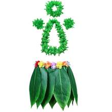 5件套人造夏威夷树叶裙，沙滩派对节日装饰裙，适合万圣节和圣诞节，沙滩服装套装，夏季配饰 - 彩色 - 查看 10