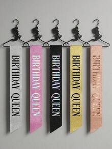 Birthday Queen Glitter Sash, Sparkly Birthday Sash With Safety Pin, Adjustable Party Sash For Women Girls, Elegant Sash For Birthday Party, Prom, Bachelorette, Anniversary, Birthday Gift, Party Supplies - View 3