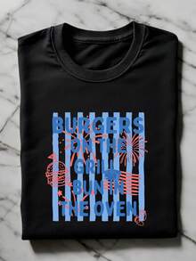 4th Of July Pregnancy T-Shirt, Burgers On The Grill Bun In Oven Shirt, Patriotic Baby Reveal Tee, Independence Day Maternity Gift, Patriotic Mom Shirts TF3408 - 黑色 - 查看 1