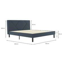 Dmora Hemera - Letto Piazza e Mezza, 129x204 cm blu, Imbottito - Blu - Visualizzare 3