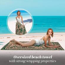 1pc Cartoon Floral Pattern Beach Towel, Soft Microfiber Fabric, Provides Sun Protection, Essential For Travel - Multicolor - View 5