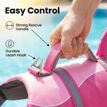 Dog Life Jacket, Swimming Dog Life Vest, Upgraded Rescue Handle, Tear-Resistant | Adjustable Belly Fit For Beach Boating, Excellent Buoyancy, Suitable For Small, Medium And Large Dogs Life Vest - Rose Red - View 6