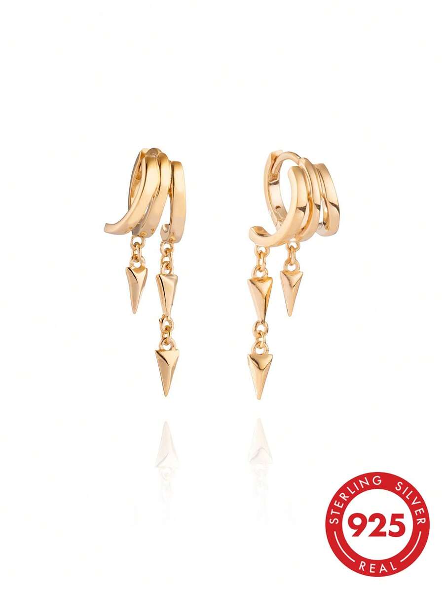 Simple Fine Jewelry Unique 925 Sterling Silver 18k Gold Plated Luxury Tassel Dangle Earrings For Girls Daily Wear - Tassel Dangle Earrings - View 1