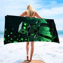 1pc Style Beach Towel, Super Absorbent Large Beach Blanket, Suitable For Travel, Swimming Pool, Diving, Surfing, Yoga, Camping, Available In Multiple Sizes, Beach Accessories - Cube Man - View 8