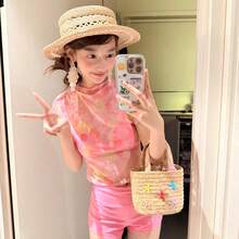 Sexy swimsuit women's 2026 new printed T-shirt looks thin and beautiful, cute, small breasts split, flat angle hot spring vacation - ピンク(高品質) - チェックする 6