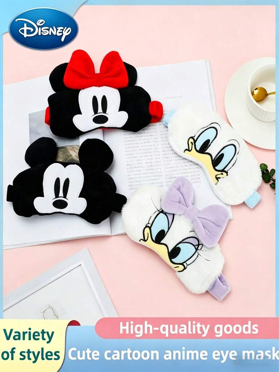 Official Disney Licensed Minnie & Daisy Plush Sleep Eye Mask 3D Contoured 100% Blackout Crystal Velvet Eye Cover No Pressure On Eyes Adjustable Strap Travel Flight Night Nap Deep Sleep Aid Soft Cozy Blindfold For Women Girls Bedroom Essential - Multicolor - View 1