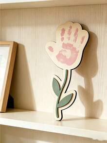 1pc Blank Wooden Tulip Decor, Handprint Art Wooden Sign, Baby Handprint Floral Keepsake, Mother's Day Gift From Kids, Newborn Memorial Craft, Home Decor, DIY Craft Kit For Children, Tulip Handprint Art Wooden Sign, Cozy Home Decor, Mother's Day Handprint Floral DIY Card, Suitable For Living Room, Bedroom, Office Desk, Mother's Day, Wedding Anniversary, Friends, High-End Household Gift - DIY Handprints With Small Flowers - View 3