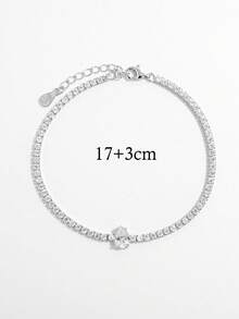 1 chiếc vòng tay sang trọng, lấp lánh, thanh lịch, tinh tế bằng bạc 925 đính đá Cubic Zirconia, thiết kế hình vuông và giọt nước, phù hợp cho nữ giới hẹn hò, dự tiệc, tiệc chiêu đãi, đeo hàng ngày, thể hiện sự quyến rũ, là món quà tuyệt vời. - Bạc - Xem 3