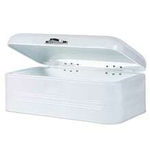 Caja de pan grande para cocina, contenedor de metal con tapa, 16.3 x 9 x 6.7 pulgadas, color blanco - Blanco - Ver 9