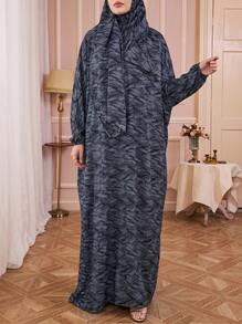 Solessence Áo choàng quấn họa tiết hoa nhí dành cho nữ, kiểu abaya có khóa kéo, nhẹ và thoáng khí, thích hợp mặc quanh năm vào mùa xuân. - Nhiều màu - Xem 2