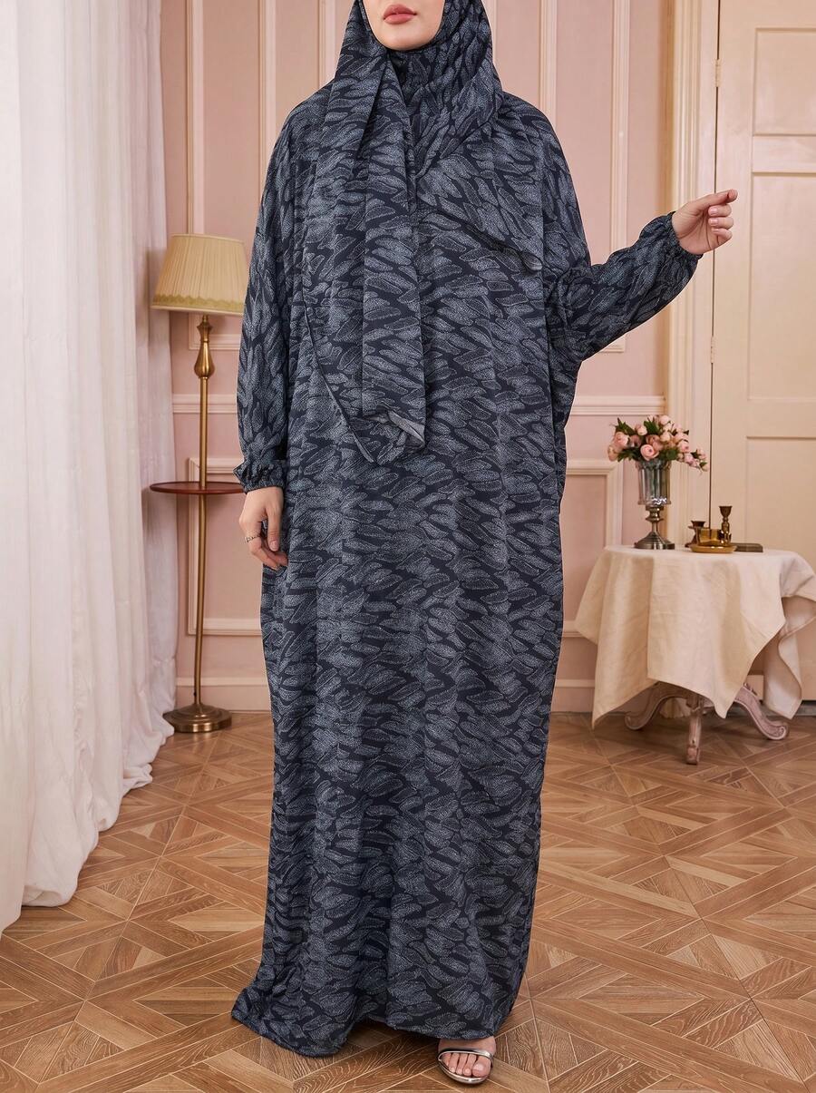 Solessence Áo choàng quấn họa tiết hoa nhí dành cho nữ, kiểu abaya có khóa kéo, nhẹ và thoáng khí, thích hợp mặc quanh năm vào mùa xuân.