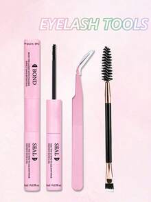 Lash Bond And Seal 10ml Lash Clusters Bond And Seal Lash Glue, 5ml Remove, Tweezers, For False Eyelash Wispy Long Lasting Waterproof All Day Wear 2 In 1 Eyelash Bond And Seal For DIY Lash Extensions Lash Glue, Eyelash Glue - 粉色 - 查看 10