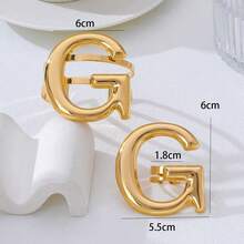 1套奢华时尚夸张金属粗体字母G可调节手镯 + 1枚优雅字母戒指首饰套装 - 金黃色 - 查看 4