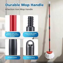 Spin Mop Spin Mop Refills Compatible With O Ceda EasyWring 1-System, 2 Microfiber Spin Mop 1 Mop Base And 4-Section Iron Mop Handle 30-58in 1 System - 1個水箱,2個拖把頭,1個底座和1個手柄 - 查看 3