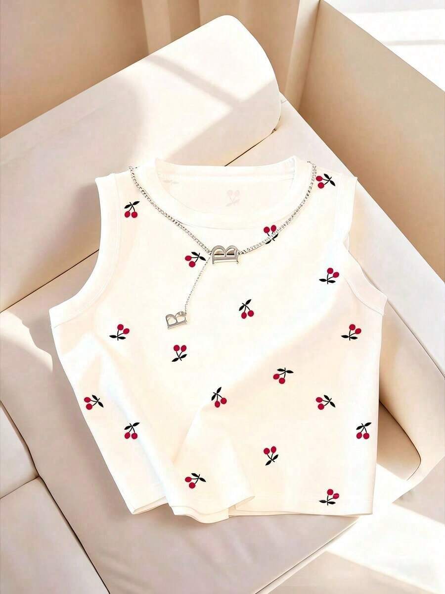 Camiseta de tirantes casual y versátil con cuello redondo y rayas para mujer - Multicolor 17 - Ver 1