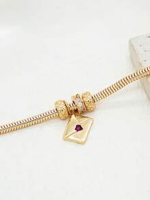 1 pieza Pulsera minimalista y elegante con sobre y dije de corazón, accesorio versátil - Dorado - Ver 4
