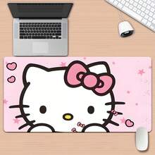 SANRIO 1 قطعة حصيرة مكتب كبيرة لطيفة بتصميم Hello Kitty (تصميم النظارات) | قاعدة مطاطية مانعة للانزلاق | وسادة ماوس للاستخدام المزدوج في الألعاب والمكتب | مناسبة للكمبيوتر الشخصي واللابتوب والسطح المكتبي – هدية ثقافية لعيد الميلاد وعيد الحب - A - مشاهدة 2