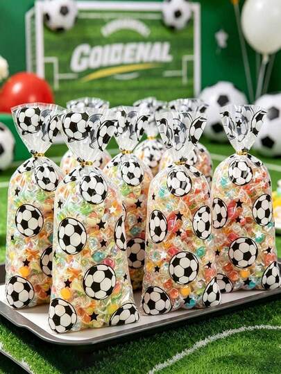 100pcs/50pcs Football Themed Gift Bags, Green Grass Football Pattern Gift Packaging Bags, Football Party Bags, Football Birthday Party Favors, World Cup Party Gift Wrapping Supplies, Football Bags, Football Bags, Football Champion Celebration Decorations, Football Gifts, Football Gifts, Football Ornament Bags, Small Commodity Packaging Bags, Football Birthday Decorations, Kitchen Packaging Supplies, Home Decor, Room Decor, Party Favors (100pcs/50pcs/10pcs)